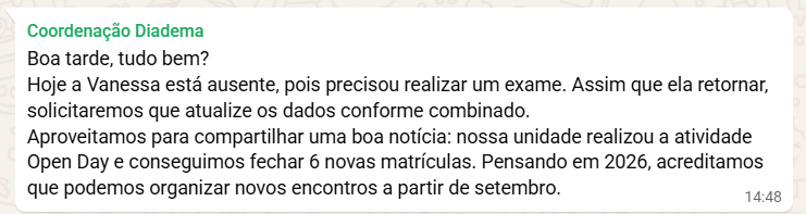 Depoimento sobre Open Day no Centro Educacional de Diadema